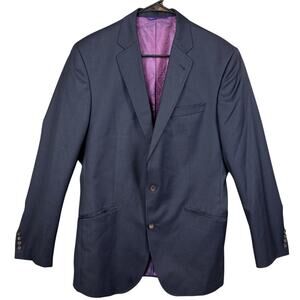 Ted Baker London Endurance Suit Jacket Navy Blue 100% Wool Size 42L Designer